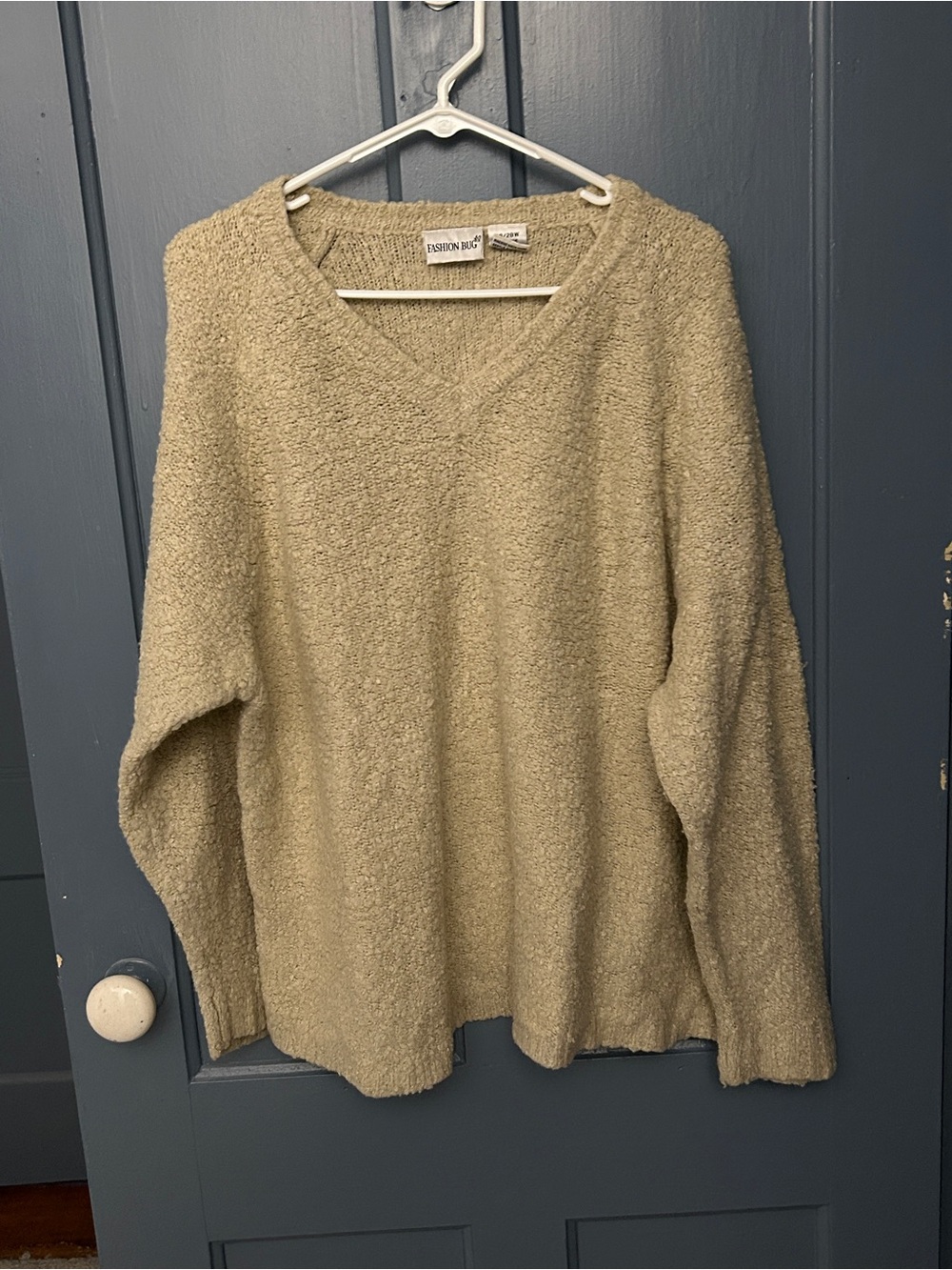 Fashion Bug Cream V-Neck Plus Size Bouclé Sweater